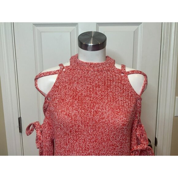 Ted Baker London Red & White Merlina Lace-Up Cold Shoulder Sweater Sz 1 / 4 NWT! - Picture 4 of 10